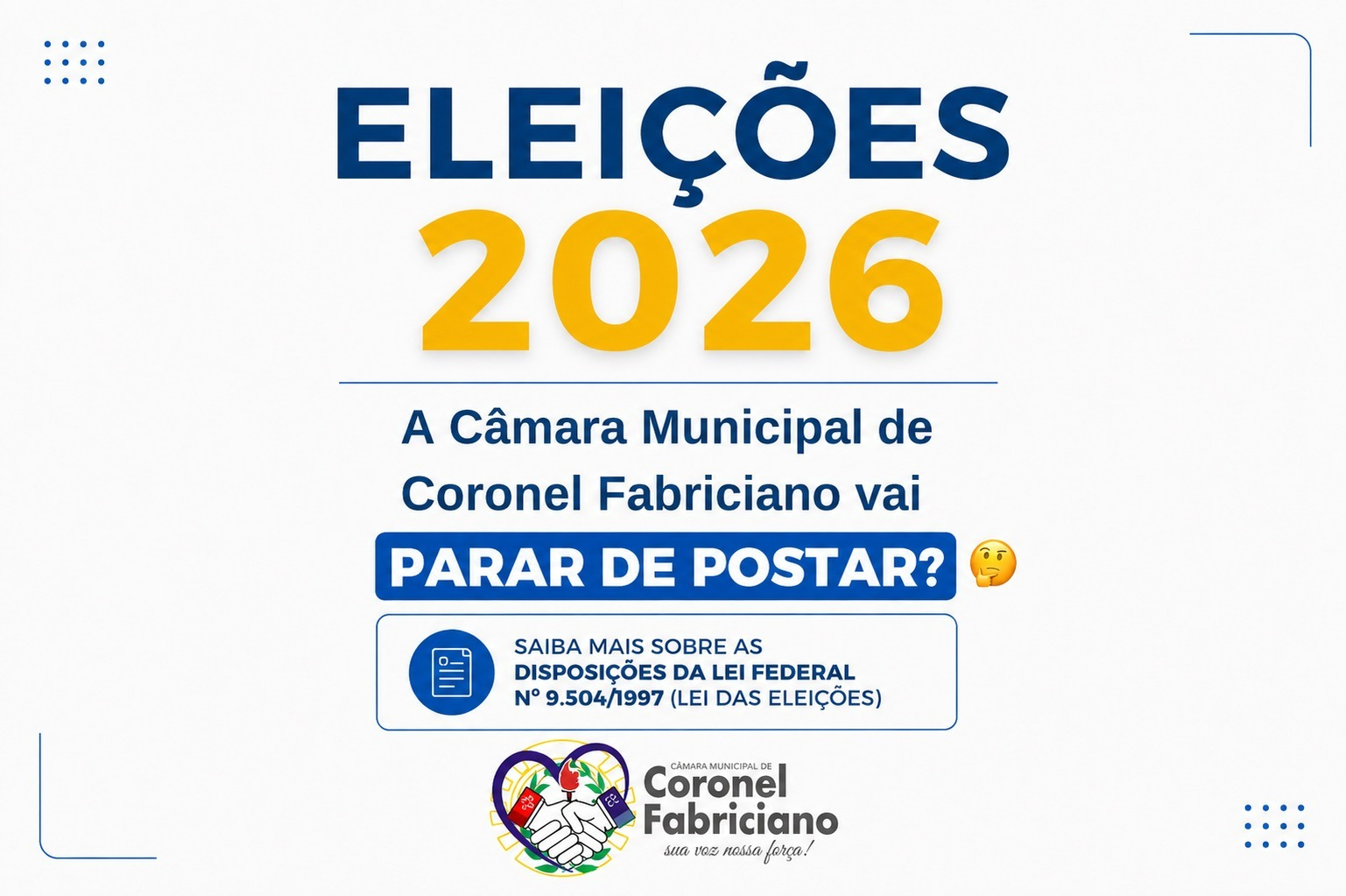 O que se pode publicar no site da Câmara Municipal de Pimenteiras do Oeste no período eleitoral